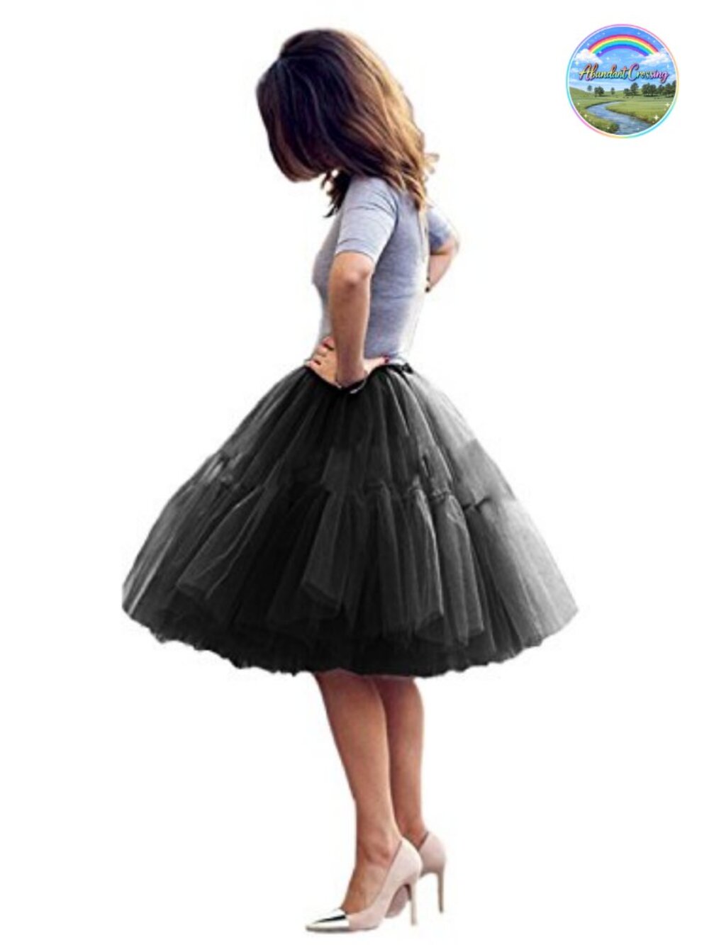Women's Midi Tulle Tutu Skirt A-Line 5-Layer Party Prom Underskirt